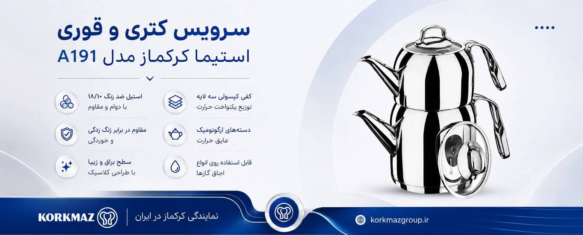 سرویس کتری و قوری استیما کرکماز مدل A191